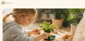 A child engaged in a practical learning activity