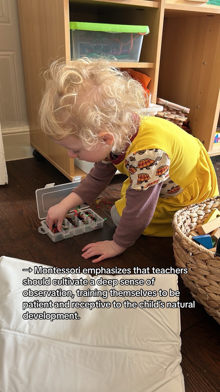 A child exploring Montessori materials independently